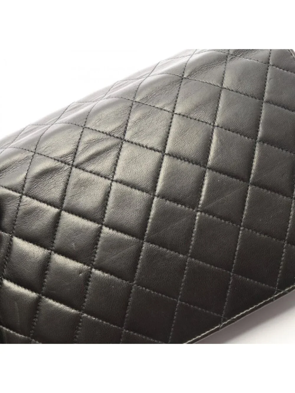 Chanel Shoulder Bag Quilted Fullflap Push Lock Black Lambskin Chain